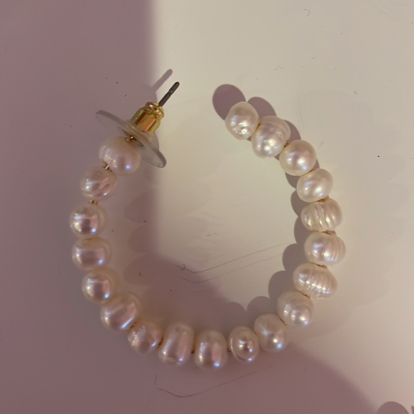 Pearl Hoop Earrings - Picture 3 of 3